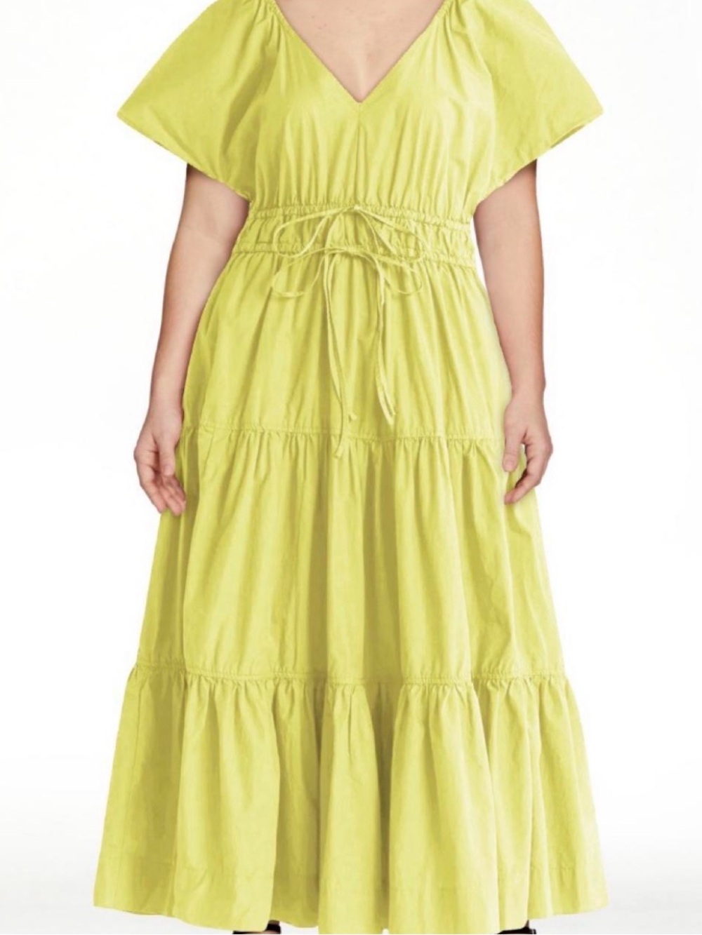 Free assembly plus size Neon yellow ruffled midi Tiered Summer Dress Sz 2XL